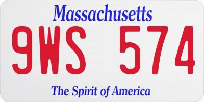 MA license plate 9WS574