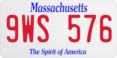 MA license plate 9WS576