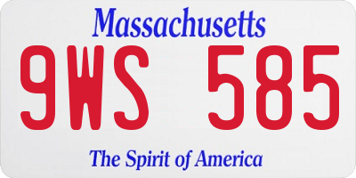 MA license plate 9WS585