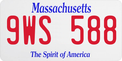 MA license plate 9WS588