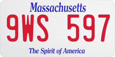 MA license plate 9WS597
