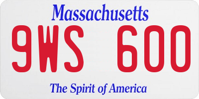 MA license plate 9WS600