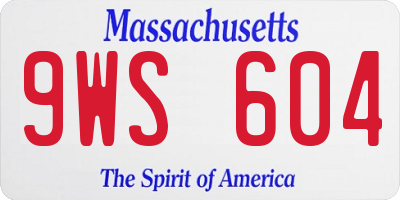 MA license plate 9WS604