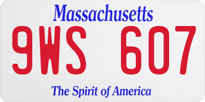 MA license plate 9WS607