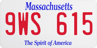 MA license plate 9WS615