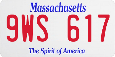 MA license plate 9WS617