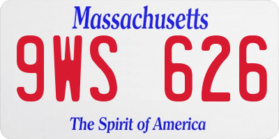 MA license plate 9WS626