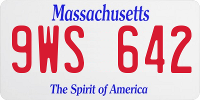 MA license plate 9WS642