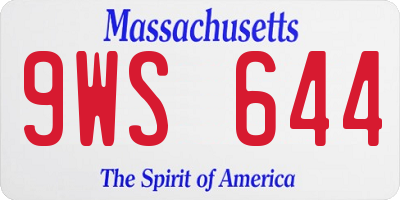 MA license plate 9WS644