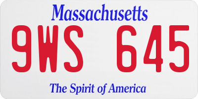 MA license plate 9WS645