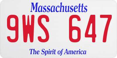 MA license plate 9WS647