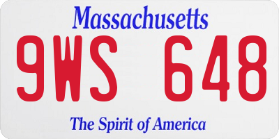 MA license plate 9WS648