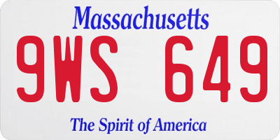 MA license plate 9WS649