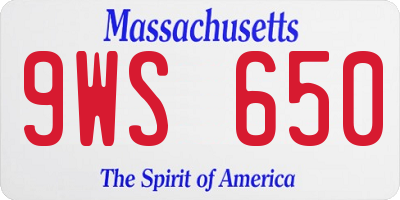 MA license plate 9WS650