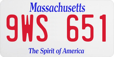 MA license plate 9WS651
