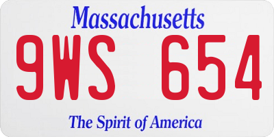 MA license plate 9WS654