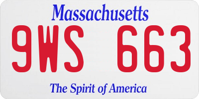 MA license plate 9WS663