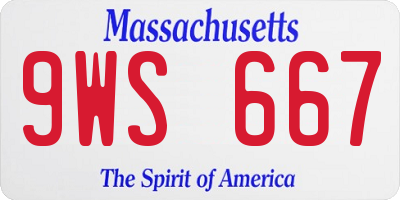 MA license plate 9WS667