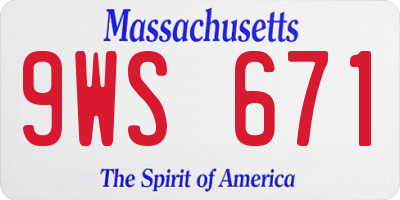 MA license plate 9WS671