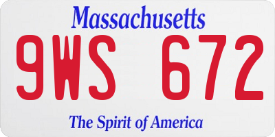 MA license plate 9WS672