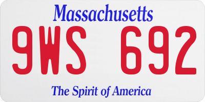 MA license plate 9WS692
