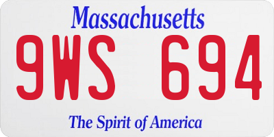 MA license plate 9WS694