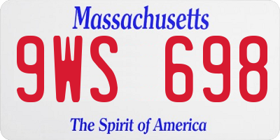 MA license plate 9WS698