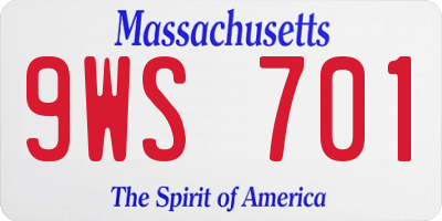 MA license plate 9WS701