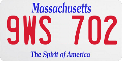 MA license plate 9WS702