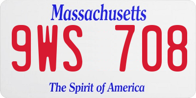 MA license plate 9WS708