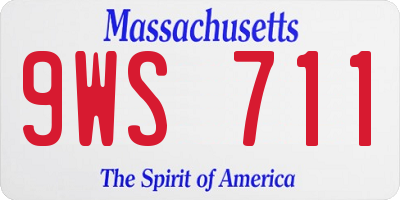 MA license plate 9WS711