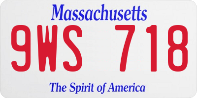 MA license plate 9WS718