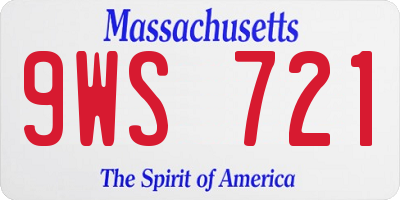 MA license plate 9WS721