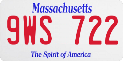 MA license plate 9WS722