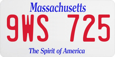 MA license plate 9WS725