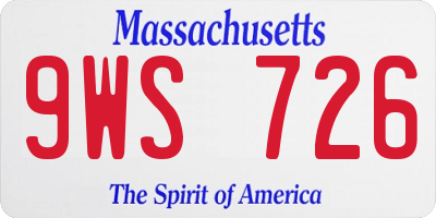 MA license plate 9WS726