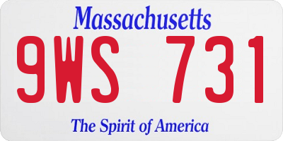 MA license plate 9WS731