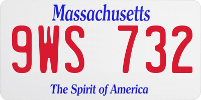 MA license plate 9WS732
