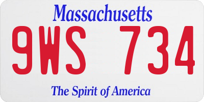 MA license plate 9WS734