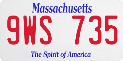MA license plate 9WS735