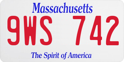 MA license plate 9WS742