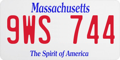MA license plate 9WS744