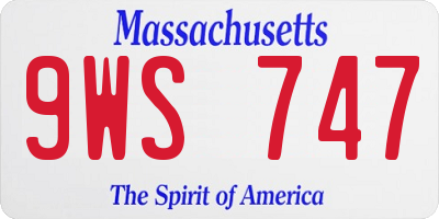 MA license plate 9WS747
