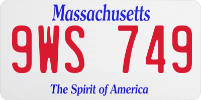 MA license plate 9WS749