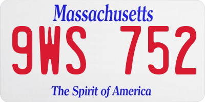 MA license plate 9WS752