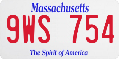 MA license plate 9WS754