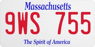 MA license plate 9WS755