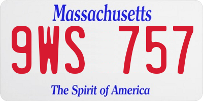 MA license plate 9WS757