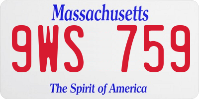 MA license plate 9WS759