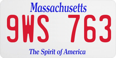 MA license plate 9WS763